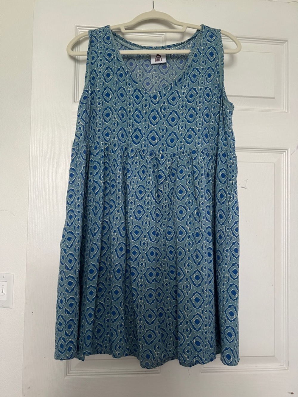 Bali Blue Patterned Sleeveless Mini Dress